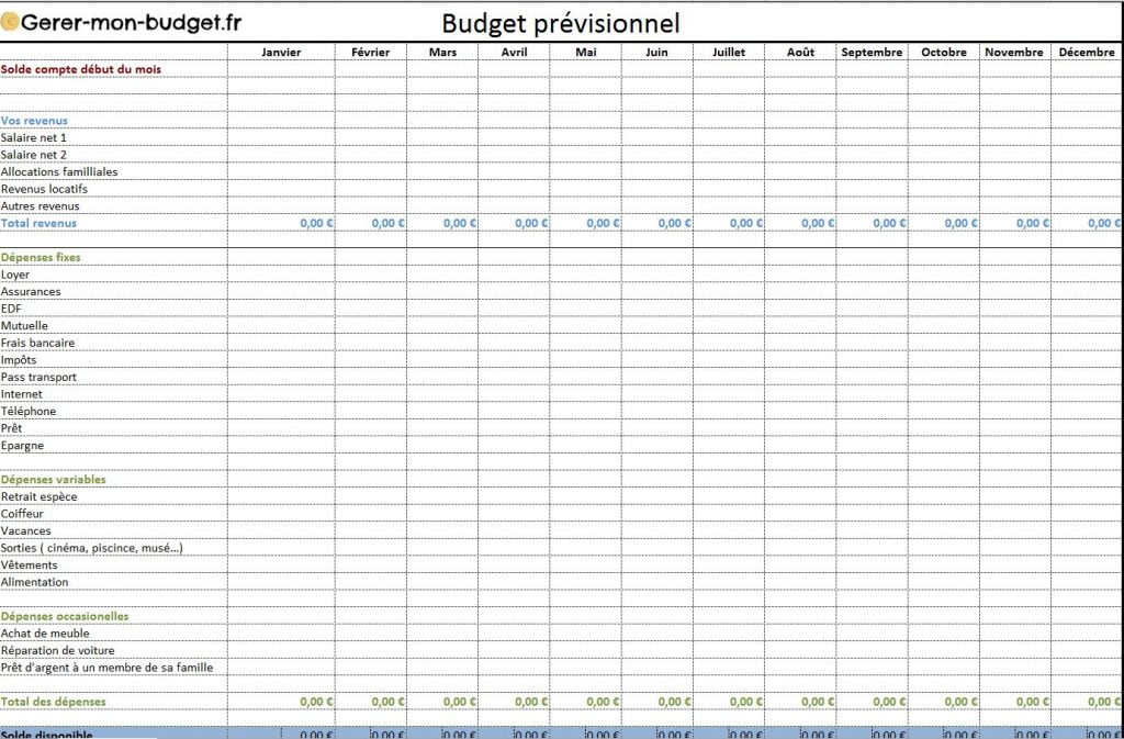 free family budget excel spreadsheet