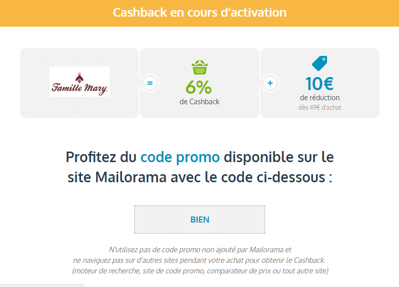 cumuler code promo et cashback mailorama