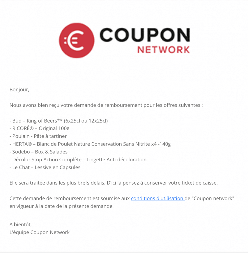 remboursement coupon network
