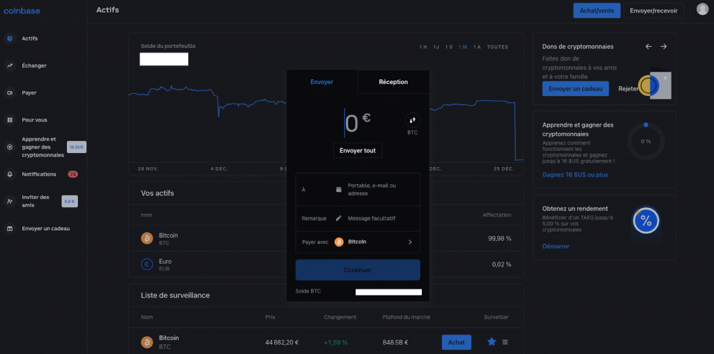 envoyer l'argent sur ai marketing avec coinbase